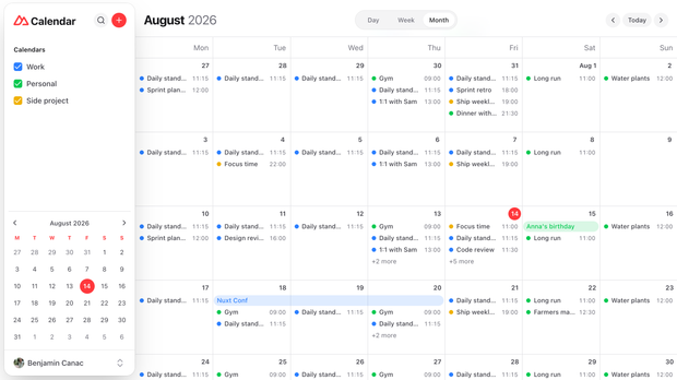 Template Calendar screenshot