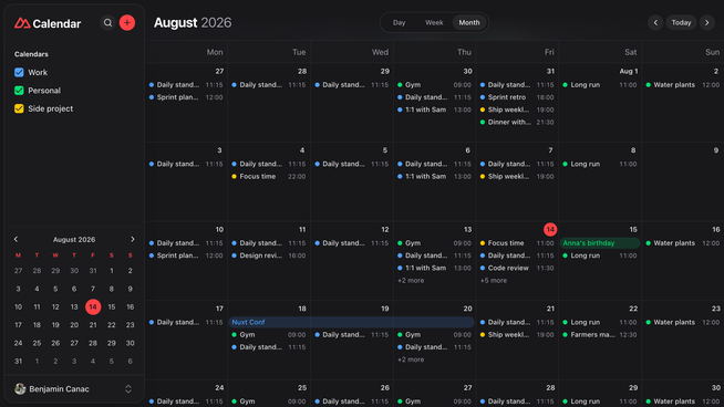 Template Calendar screenshot