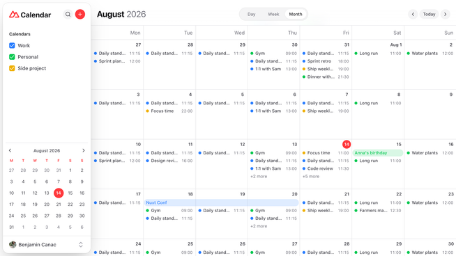 Template Calendar screenshot